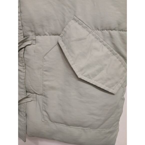 Quilted Puffer Cropped Jacket Sz M Light Sage Green Toggle Buttons Fleece Collar - Picture 10 of 16